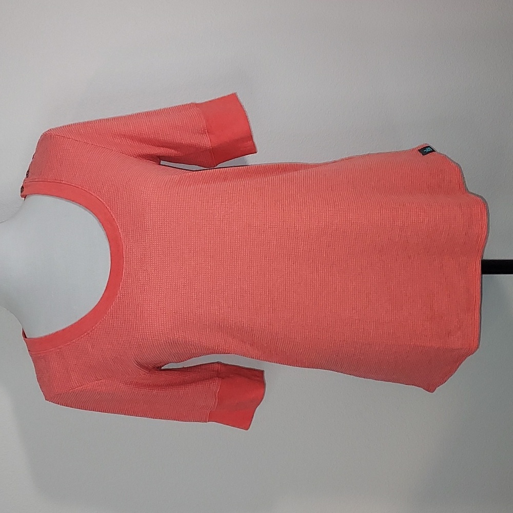 The North Face Light Coral Waffle Knit Scoop Neck Thermal Shirt Size Medium